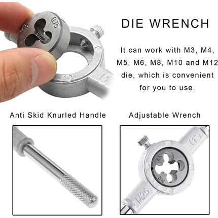 8Pcs Metric Manual Tap and Die Set Threading Tools Metalwork DIY Engineering