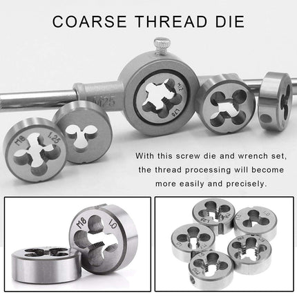 8Pcs Metric Manual Tap and Die Set Threading Tools Metalwork DIY Engineering