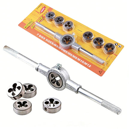 8Pcs Metric Manual Tap and Die Set Threading Tools Metalwork DIY Engineering