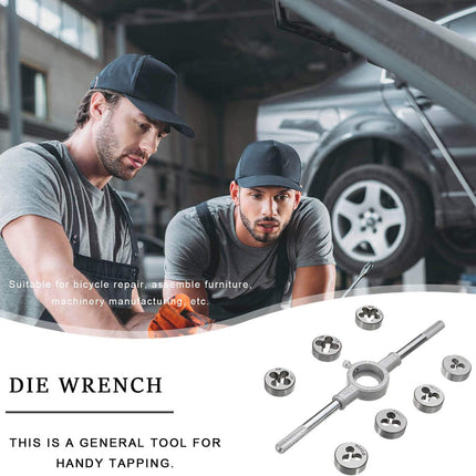 8Pcs Metric Manual Tap and Die Set Threading Tools Metalwork DIY Engineering