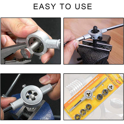 8Pcs Metric Manual Tap and Die Set Threading Tools Metalwork DIY Engineering