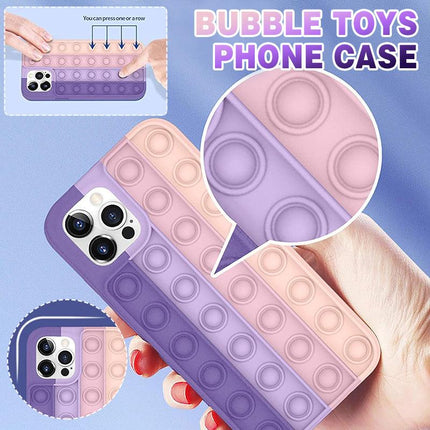 Purple-Pink Pop Fidget Toys Push It Bubble Phone Case For iPhone 7 8 Plus X XR 11 12 Pro Max - Aimall