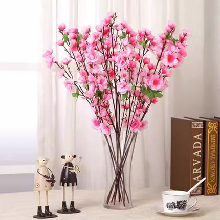 10PCS Artificial Peach Blossom Branches Realistic Pink Flower for Wedding Party