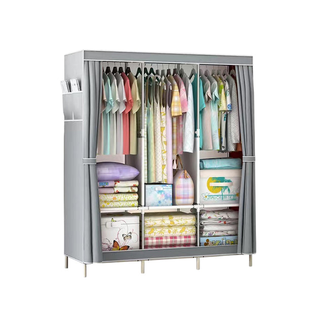 Large Easy Assemble Wardrobe With Cover Clothes Storage Rack Dustproof Hanger