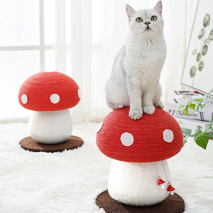 Red Mushroom Cat Climbing Frame Vertical Scratching Post Board Pet Furniture