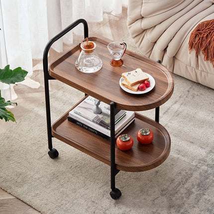 Living Room Sofa Side Table Basic Model Movable Tea Trolley Shelf with Roller