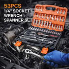 53Pcs 1/4 Inch Ratchet Scoket Wrench Spanner Set Quick Release for Car Repair