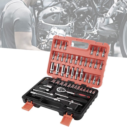 53Pcs 1/4 Inch Ratchet Scoket Wrench Spanner Set Quick Release for Car Repair