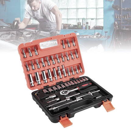 53Pcs 1/4 Inch Ratchet Scoket Wrench Spanner Set Quick Release for Car Repair