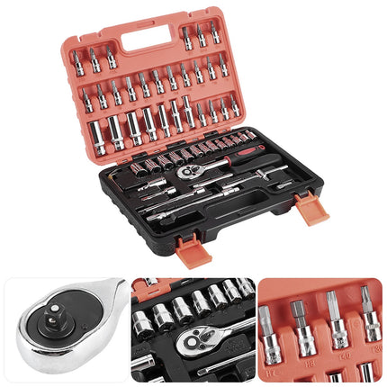 53Pcs 1/4 Inch Ratchet Scoket Wrench Spanner Set Quick Release for Car Repair