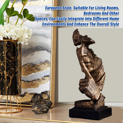 Abstract Half-Face Resin Sculpture with Distressed Metallic Finish