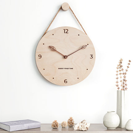 Creative Fashionable Log Wall Clock Natural Wood Colour Silent for Home Decor