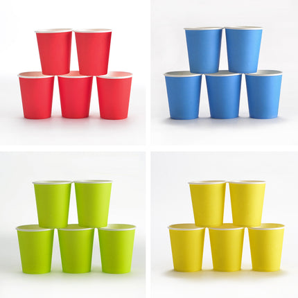 300PCS 6Coloures Paper Cups Food-Grade Paper for Party Water Hot Cold Decor Use