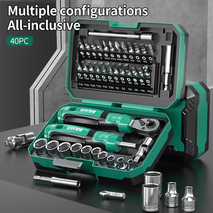 40 in 1 Ratchet Wrench and Screwdriver Kit For Mechanic DIY Car Repair Tool Set