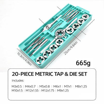 Metric Tap And Die Set Alloy Steel Threading Tool With Handle Wrench Hardware Kit