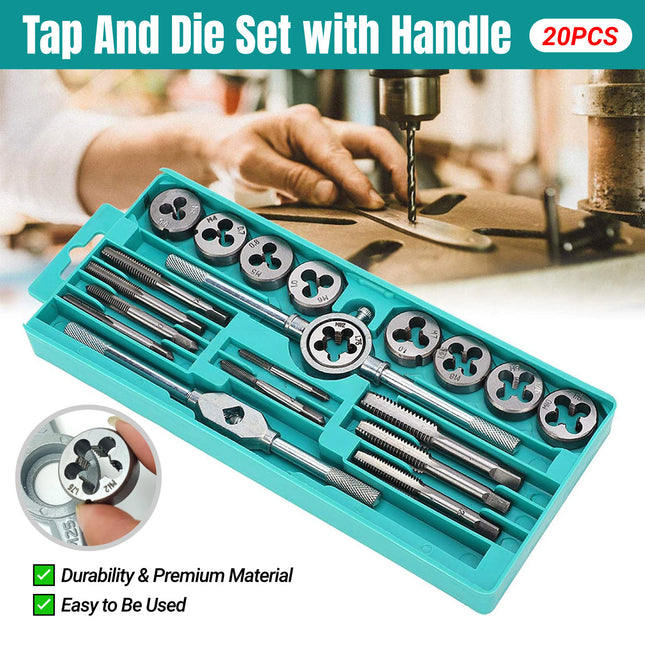Metric Tap And Die Set Alloy Steel Threading Tool With Handle Wrench Hardware Kit
