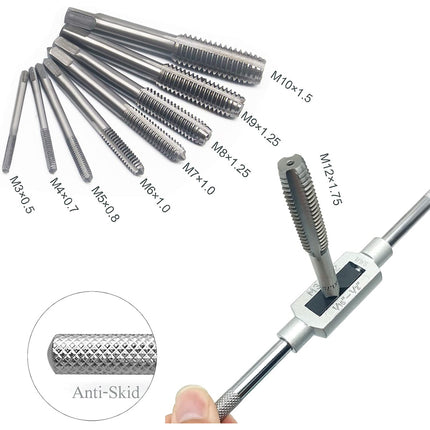 Metric Tap And Die Set Alloy Steel Threading Tool With Handle Wrench Hardware Kit