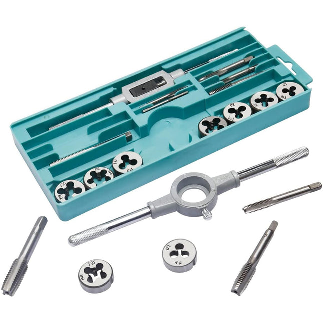 Metric Tap And Die Set Alloy Steel Threading Tool With Handle Wrench Hardware Kit