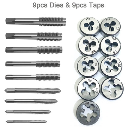 Metric Tap And Die Set Alloy Steel Threading Tool With Handle Wrench Hardware Kit