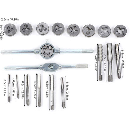 Metric Tap And Die Set Alloy Steel Threading Tool With Handle Wrench Hardware Kit