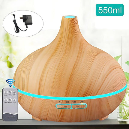 7 Led Light Aromatherapy Diffuser Aroma Essential Oil Air Humidifier Wood Grain