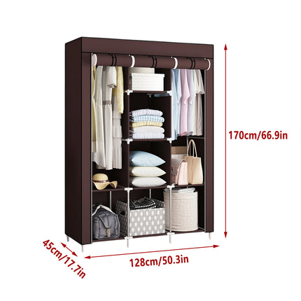 Simple Wardrobe With Shoe Rack Non Woven Fabric Foldable For Home Bedroom