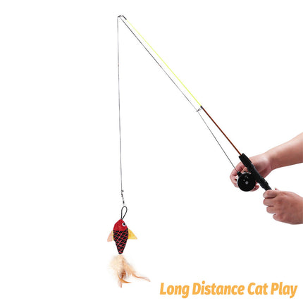 Retractable Feather Cat Play Stick Interactive Cat Fishing Rod Toy Durable