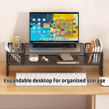 Monitor Laptop Height Riser with Storage Shelf for Home Office Space Saving Use