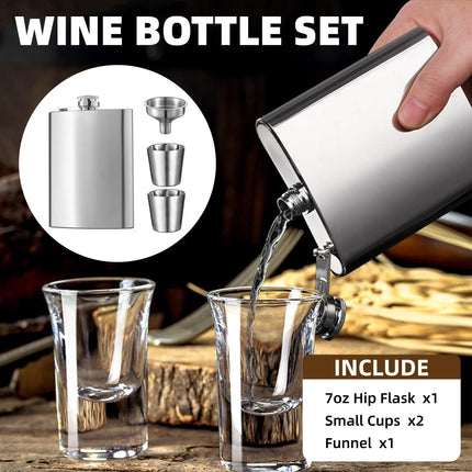 70Z Stainless Steel Portable Outdoor Flat Metal Wine Flagon Leakproof Travel