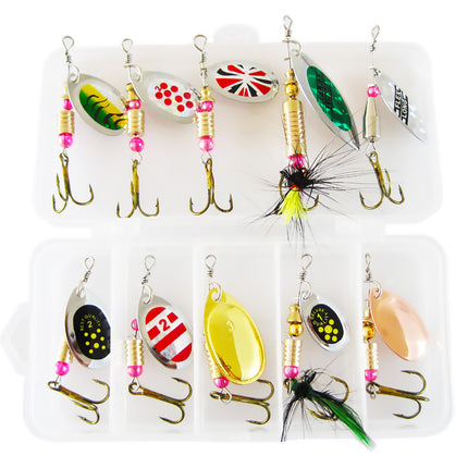 Lure Bait Composite Rotating Spoon 3.5-8g Feather Hook Metal Artificial Lure