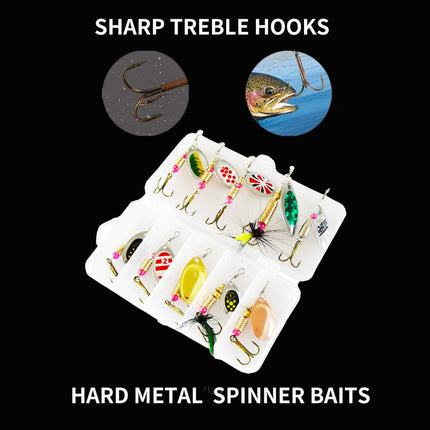 Lure Bait Composite Rotating Spoon 3.5-8g Feather Hook Metal Artificial Lure