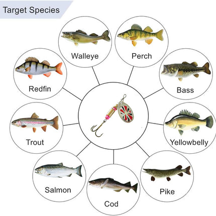 Lure Bait Composite Rotating Spoon 3.5-8g Feather Hook Metal Artificial Lure