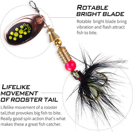 Lure Bait Composite Rotating Spoon 3.5-8g Feather Hook Metal Artificial Lure