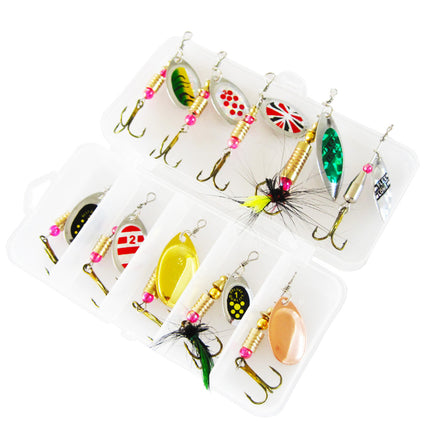 Lure Bait Composite Rotating Spoon 3.5-8g Feather Hook Metal Artificial Lure