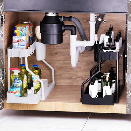 Under Sink Storage Rack Double Layer Organizer Shelf Kitchen Bathroom Cabinet
