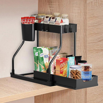 Under Sink Storage Rack Double Layer Organizer Shelf Kitchen Bathroom Cabinet