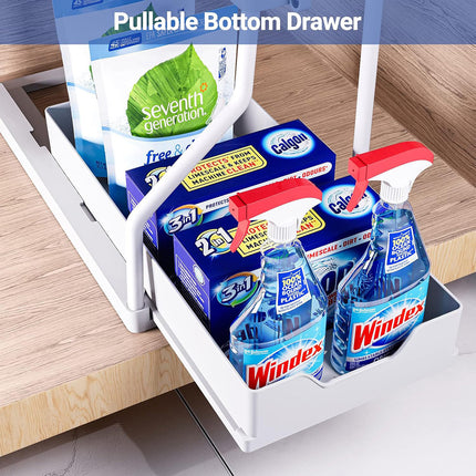 Under Sink Storage Rack Double Layer Organizer Shelf Kitchen Bathroom Cabinet
