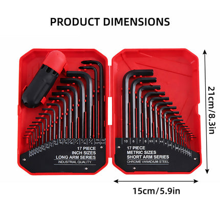 35Pcs L-Shaped Hex Key Wrench Set Allen Key Tool Kit For Home Car Repair Use