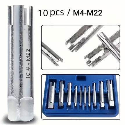 10Pcs Screw Extractor Set Metric M4-M22 Stripped Screw Remover Kit Pro Tool