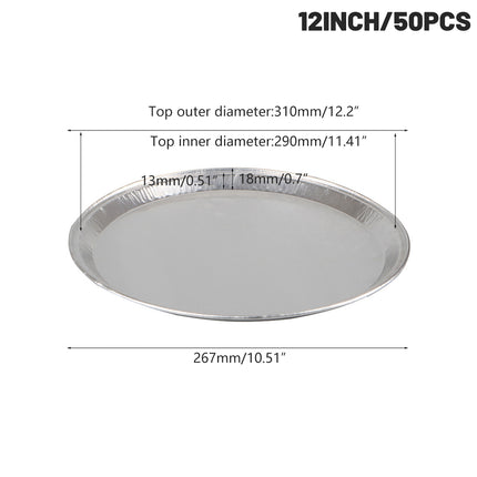 50pcs Aluminium Foil Pizza Tray Pie Pan Round Oven Catering BBQ Trays Large