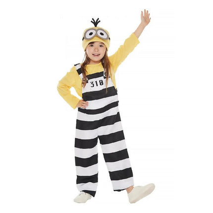 M/L Minions Halloween Costume Yellow Striped Prisoner Cartoon Character Clothes