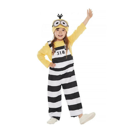 M/L Minions Halloween Costume Yellow Striped Prisoner Cartoon Character Clothes