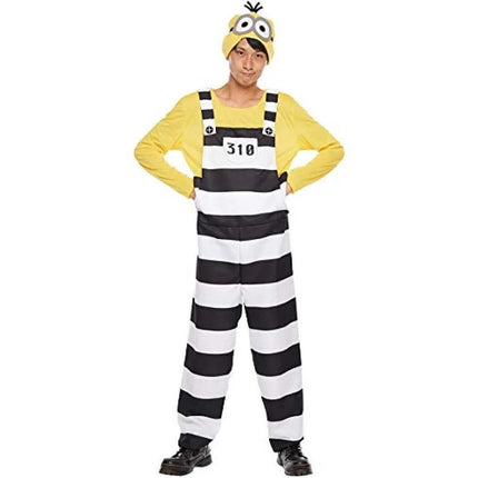 M/L Minions Halloween Costume Yellow Striped Prisoner Cartoon Character Clothes
