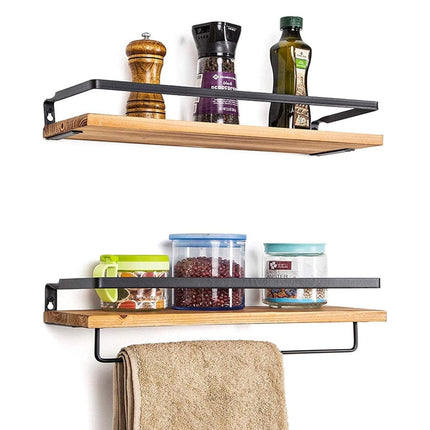 2pcs Floating Wall Shelf Iron Storage Rack Mounted Home Office Decor Organizer