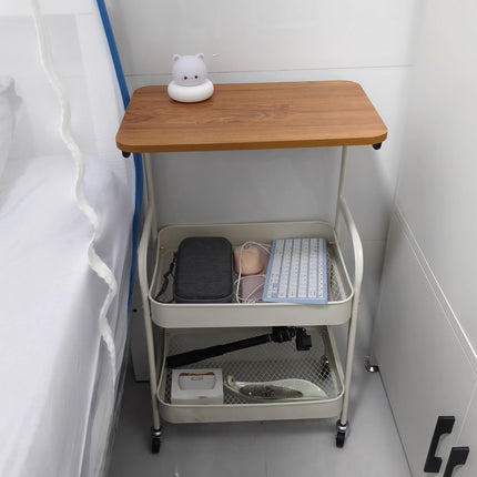 Multi Layer Coffee Table Sturdy Rolling Caster Wheels Versatile Home Storage Use