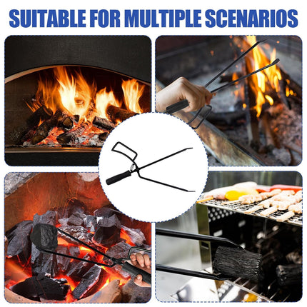 Fireplace Tongs Log Grabber Fire Pit Poker Campfire Wood Stove Barbecue Tool