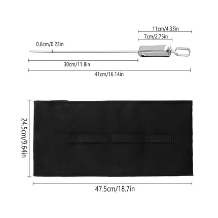 BBQ Skewers 10PCS Flat Stainless Steel 41cm Carry Bag Kebab Grill Sticks Outdoor