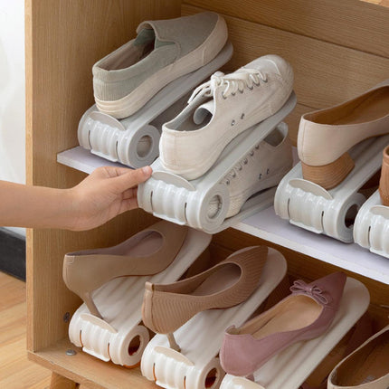 20pcs Shoe Slots Organizer Adjustable Double Layer Shoe Rack Stackable Support