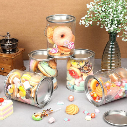 10pcs Cylinder Box with Iron Lid Round Bucket Candy Jar Storage Container