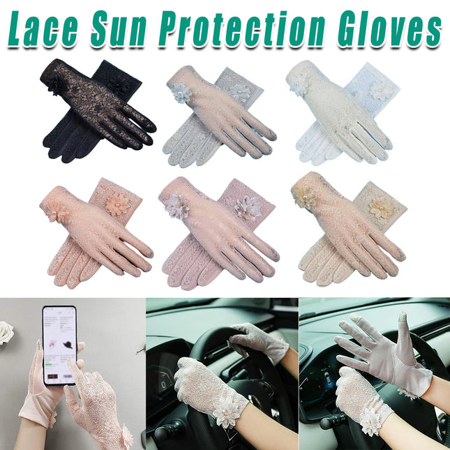 6 Colours Women UV Protection Lace Gloves Touchscreen Non-Slip Driving Gloves